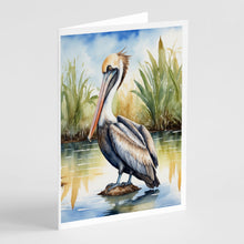 Load image into Gallery viewer, Louisiana Brown Pelican Greeting Cards - Blank Note Cards – 8-Pack of Artist-Designed Cards with Envelopes