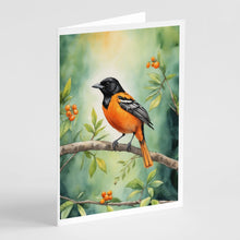 Load image into Gallery viewer, Maryland Baltimore Oriole Greeting Cards - Blank Note Cards – 8-Pack of Artist-Designed Cards with Envelopes
