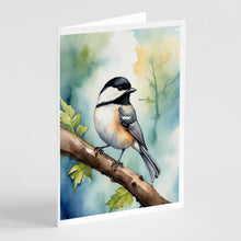 Load image into Gallery viewer, Massachusetts Blackcapped Chickadee Greeting Cards - Blank Note Cards – 8-Pack of Artist-Designed Cards with Envelopes