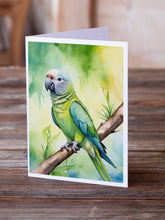 Load image into Gallery viewer, Monk Parakeet Greeting Cards - Blank Note Cards – 8-Pack of Artist-Designed Cards with Envelopes