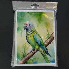 Load image into Gallery viewer, Monk Parakeet Greeting Cards - Blank Note Cards – 8-Pack of Artist-Designed Cards with Envelopes