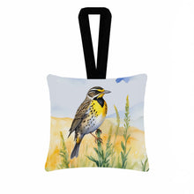 Load image into Gallery viewer, Nebraska Western Meadowlark Hanging Square Fabric Ornament 3.5 × 3.5