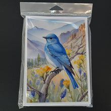 Load image into Gallery viewer, Nevada Mountain Bluebird Greeting Cards - Blank Note Cards – 8-Pack of Artist-Designed Cards with Envelopes