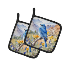 Load image into Gallery viewer, Nevada Mountain Bluebird Pot Holders - Set of 2 Decorative Kitchen Helpers | Made in the USA