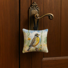 Load image into Gallery viewer, North Dakota Western Meadowlark Hanging Square Fabric Ornament 3.5 × 3.5