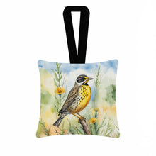 Load image into Gallery viewer, North Dakota Western Meadowlark Hanging Square Fabric Ornament 3.5 × 3.5