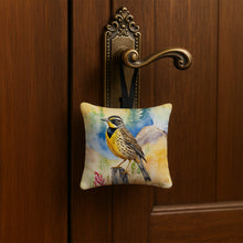 Load image into Gallery viewer, Oregon Western Meadowlark Hanging Square Fabric Ornament 3.5 × 3.5