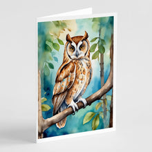 Load image into Gallery viewer, Oriental Bay Owl Greeting Cards - Blank Note Cards – 8-Pack of Artist-Designed Cards with Envelopes