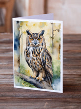 Load image into Gallery viewer, Eurasian Eagle Owl Greeting Cards - Blank Note Cards – 8-Pack of Artist-Designed Cards with Envelopes