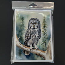 Load image into Gallery viewer, Great Gray Owl Greeting Cards - Blank Note Cards – 8-Pack of Artist-Designed Cards with Envelopes