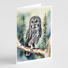 Load image into Gallery viewer, Great Gray Owl Greeting Cards - Blank Note Cards – 8-Pack of Artist-Designed Cards with Envelopes
