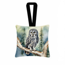 Load image into Gallery viewer, Great Gray Owl Hanging Square Fabric Ornament 3.5 × 3.5