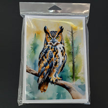 Load image into Gallery viewer, Great Horned Owl Greeting Cards - Blank Note Cards – 8-Pack of Artist-Designed Cards with Envelopes