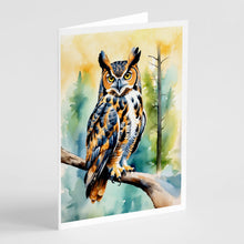 Load image into Gallery viewer, Great Horned Owl Greeting Cards - Blank Note Cards – 8-Pack of Artist-Designed Cards with Envelopes