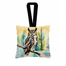 Load image into Gallery viewer, Great Horned Owl Hanging Square Fabric Ornament 3.5 × 3.5