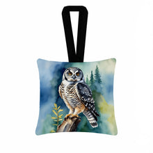Load image into Gallery viewer, Northern Hawk Owl Hanging Square Fabric Ornament 3.5 × 3.5