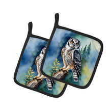 Load image into Gallery viewer, Northern Hawk Owl Pot Holders - Set of 2 Decorative Kitchen Helpers | Made in the USA