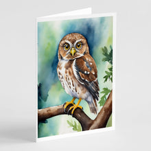 Load image into Gallery viewer, Northern Pygmy Owl Greeting Cards - Blank Note Cards – 8-Pack of Artist-Designed Cards with Envelopes