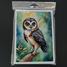Load image into Gallery viewer, Spectacled Owl Greeting Cards - Blank Note Cards – 8-Pack of Artist-Designed Cards with Envelopes