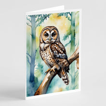 Load image into Gallery viewer, Spotted Owl Greeting Cards - Blank Note Cards – 8-Pack of Artist-Designed Cards with Envelopes