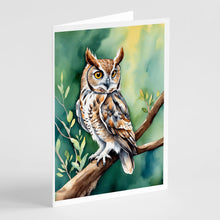 Load image into Gallery viewer, Western Screech Owl Greeting Cards - Blank Note Cards – 8-Pack of Artist-Designed Cards with Envelopes