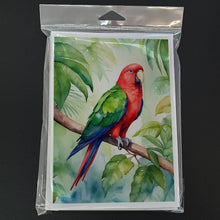 Load image into Gallery viewer, Eclectus Parrot Greeting Cards - Blank Note Cards – 8-Pack of Artist-Designed Cards with Envelopes