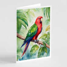 Load image into Gallery viewer, Eclectus Parrot Greeting Cards - Blank Note Cards – 8-Pack of Artist-Designed Cards with Envelopes