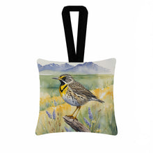 Load image into Gallery viewer, Wyoming Western Meadowlark Hanging Square Fabric Ornament 3.5 × 3.5