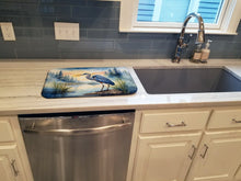 Load image into Gallery viewer, Blue Heron Emerging as the day fades Dish Drying Mat