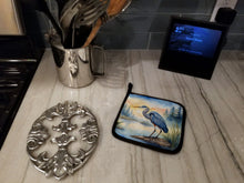 Load image into Gallery viewer, Blue Heron Emerging as the day fades Pot Holders - Set of 2 Decorative Kitchen Helpers | Made in the USA