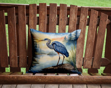 Load image into Gallery viewer, Blue Heron Emerging as the day fades Throw Pillow - 14x14 Decorative Pillow – Art for Your Home &amp; Patio