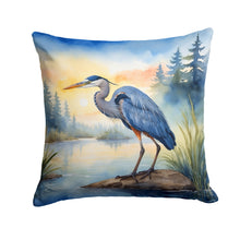 Load image into Gallery viewer, Blue Heron Emerging as the day fades Throw Pillow - 14x14 Decorative Pillow – Art for Your Home &amp; Patio
