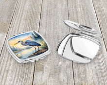 Load image into Gallery viewer, Blue Heron Emerging as the day fades Compact Mirror – Stylish Purse Mirror with Artistic Covers