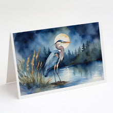Load image into Gallery viewer, Blue Heron Under the Moonlight Greeting Cards - Blank Note Cards – 8-Pack of Artist-Designed Cards with Envelopes