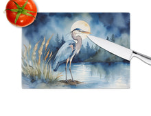 Load image into Gallery viewer, Blue Heron Under the Moonlight Glass Cutting Boards – Durable, Decorative Kitchen Art