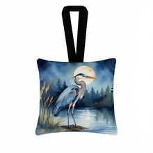 Load image into Gallery viewer, Blue Heron Under the Moonlight Hanging Square Fabric Ornament 3.5 × 3.5