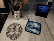 Load image into Gallery viewer, Blue Heron Under the Moonlight Pot Holders - Set of 2 Decorative Kitchen Helpers | Made in the USA