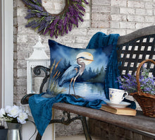 Load image into Gallery viewer, Blue Heron Under the Moonlight Throw Pillow