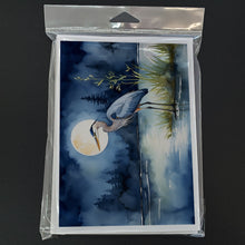 Load image into Gallery viewer, Blue Heron Under the Moonlight Greeting Cards - Blank Note Cards – 8-Pack of Artist-Designed Cards with Envelopes