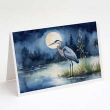Load image into Gallery viewer, Blue Heron Under the Moonlight Greeting Cards - Blank Note Cards – 8-Pack of Artist-Designed Cards with Envelopes