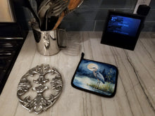 Load image into Gallery viewer, Blue Heron Under the Moonlight Pot Holders - Set of 2 Decorative Kitchen Helpers | Made in the USA