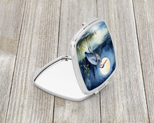 Load image into Gallery viewer, Blue Heron Under the Moonlight Compact Mirror – Stylish Purse Mirror with Artistic Covers