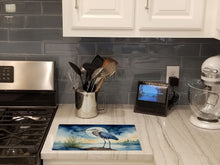 Load image into Gallery viewer, Blue Heron Under the Moonlight Glass Cutting Boards – Durable, Decorative Kitchen Art