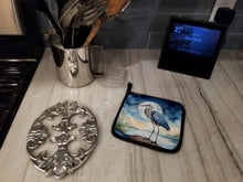 Load image into Gallery viewer, Blue Heron Under the Moonlight Pot Holders - Set of 2 Decorative Kitchen Helpers | Made in the USA
