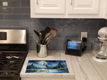 Load image into Gallery viewer, Blue Heron Under the Moonlight Glass Cutting Boards – Durable, Decorative Kitchen Art