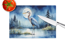 Load image into Gallery viewer, Blue Heron Under the Moonlight Glass Cutting Boards – Durable, Decorative Kitchen Art