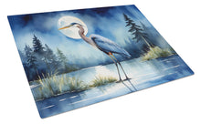 Load image into Gallery viewer, Blue Heron Under the Moonlight Glass Cutting Boards – Durable, Decorative Kitchen Art