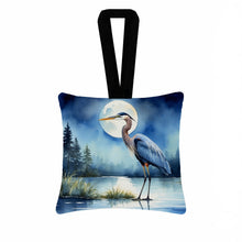 Load image into Gallery viewer, Blue Heron Under the Moonlight Hanging Square Fabric Ornament 3.5 × 3.5