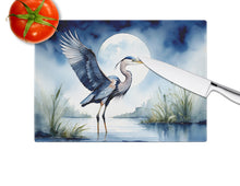Load image into Gallery viewer, Blue Heron Under the Moonlight Glass Cutting Boards – Durable, Decorative Kitchen Art