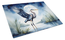Load image into Gallery viewer, Blue Heron Under the Moonlight Glass Cutting Boards – Durable, Decorative Kitchen Art